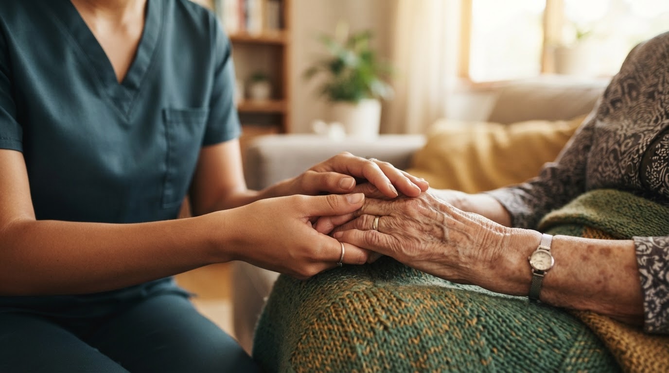 Caring hands offering support